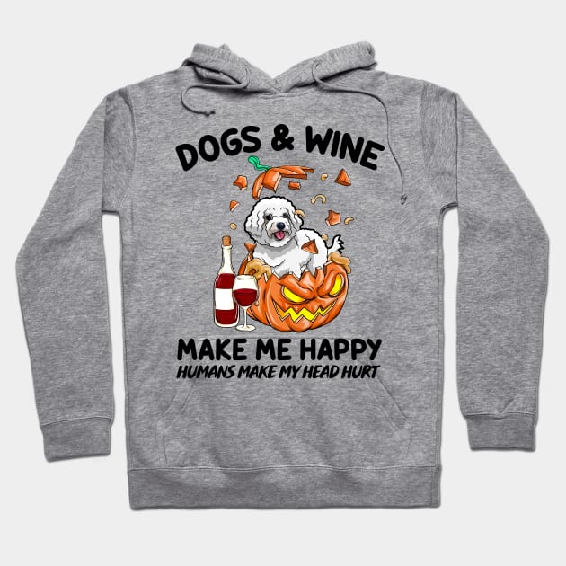 Poodle & Wine Make Me Happy Humans Make My Head Hurt T-shirt Hoodie by kimmygoderteart